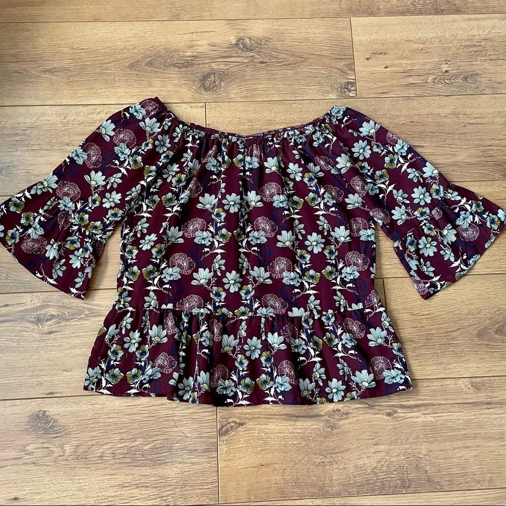 Like new flowered off shoulder top - M